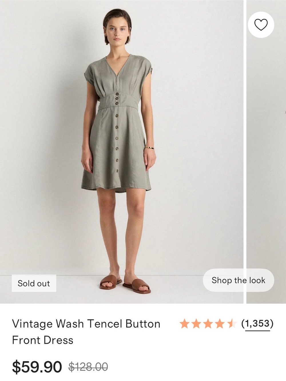 Quince Vintage Wash Tencel Button Front Dress NWOT - Picture 7 of 9